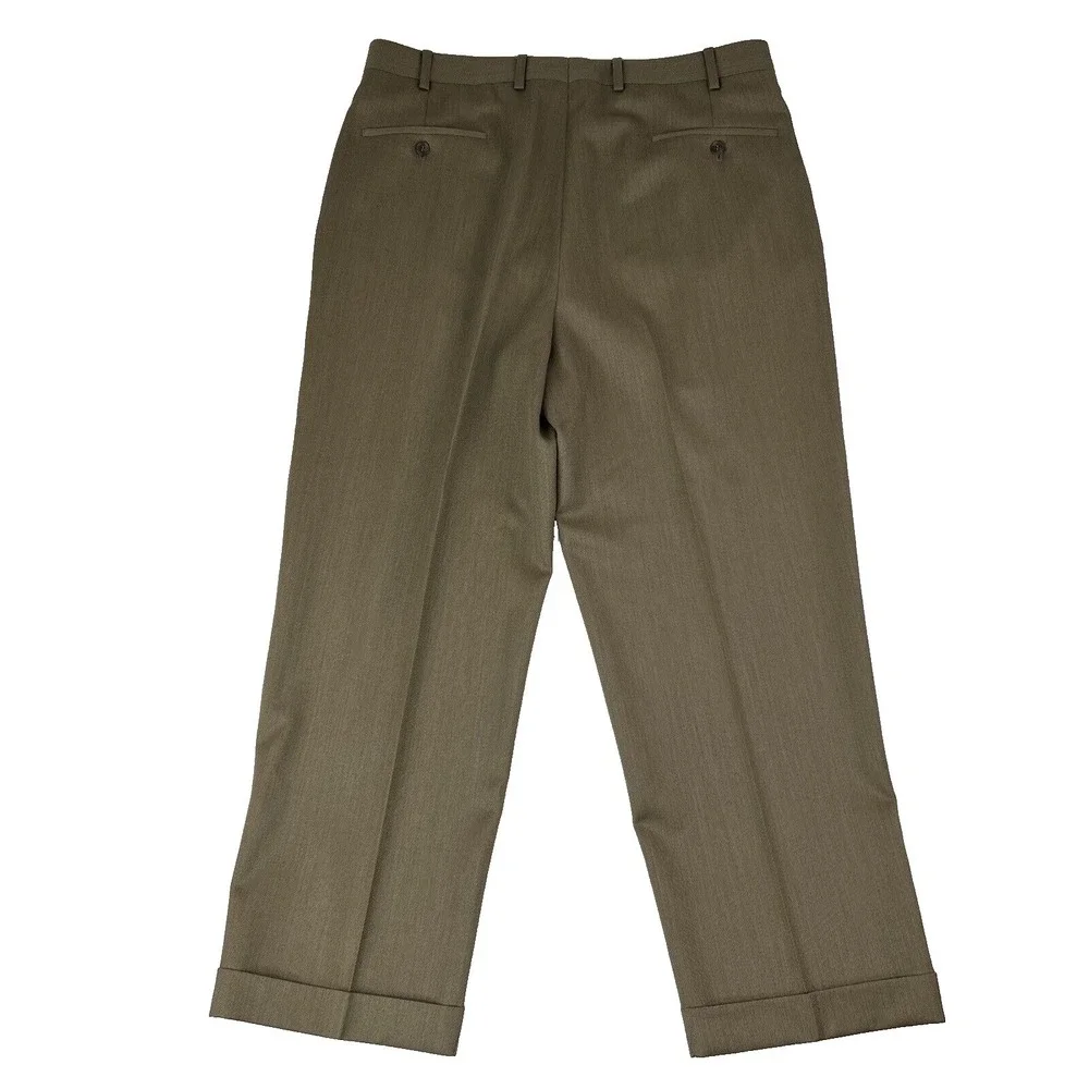 Samuelsohn‎ Carl Sterr Brown Wool Double Pleat Dress Pants Mens Size 36X29 +2.5